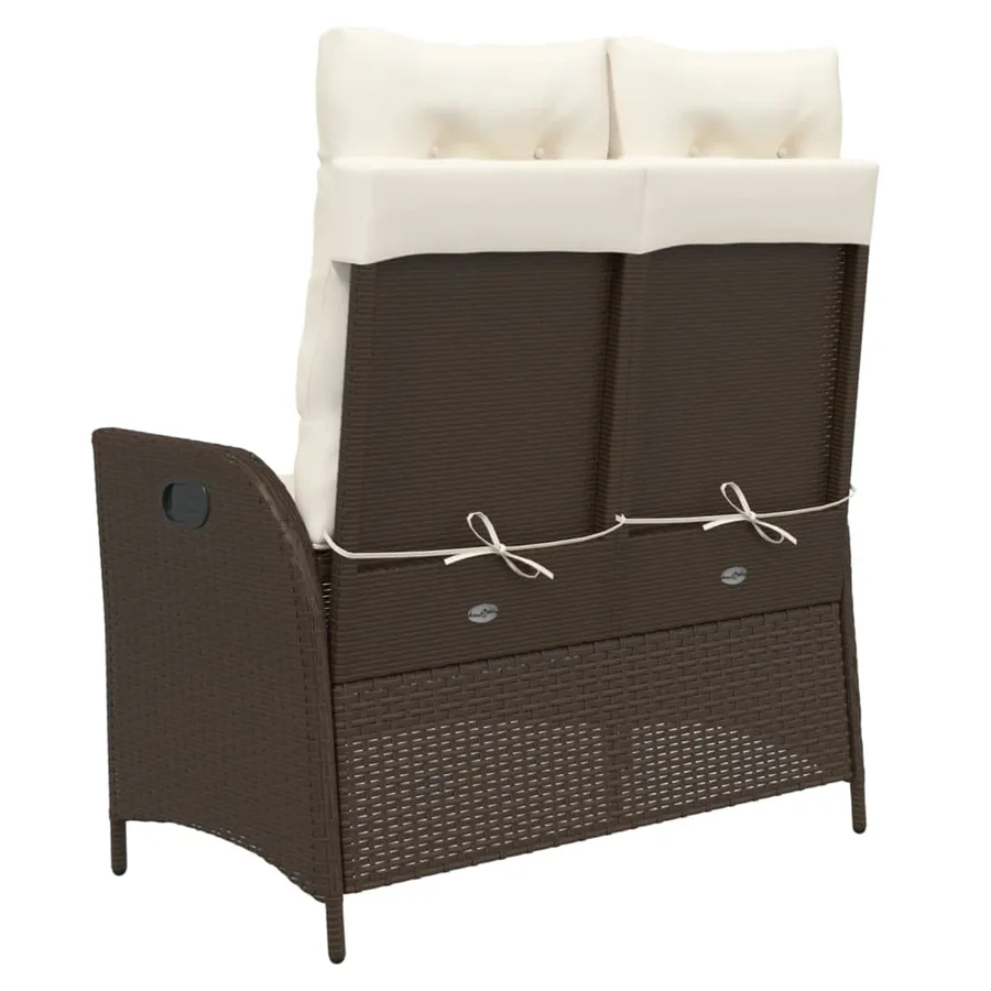 Banc inclinable de jardin avec coussins marron résine tressée - 5