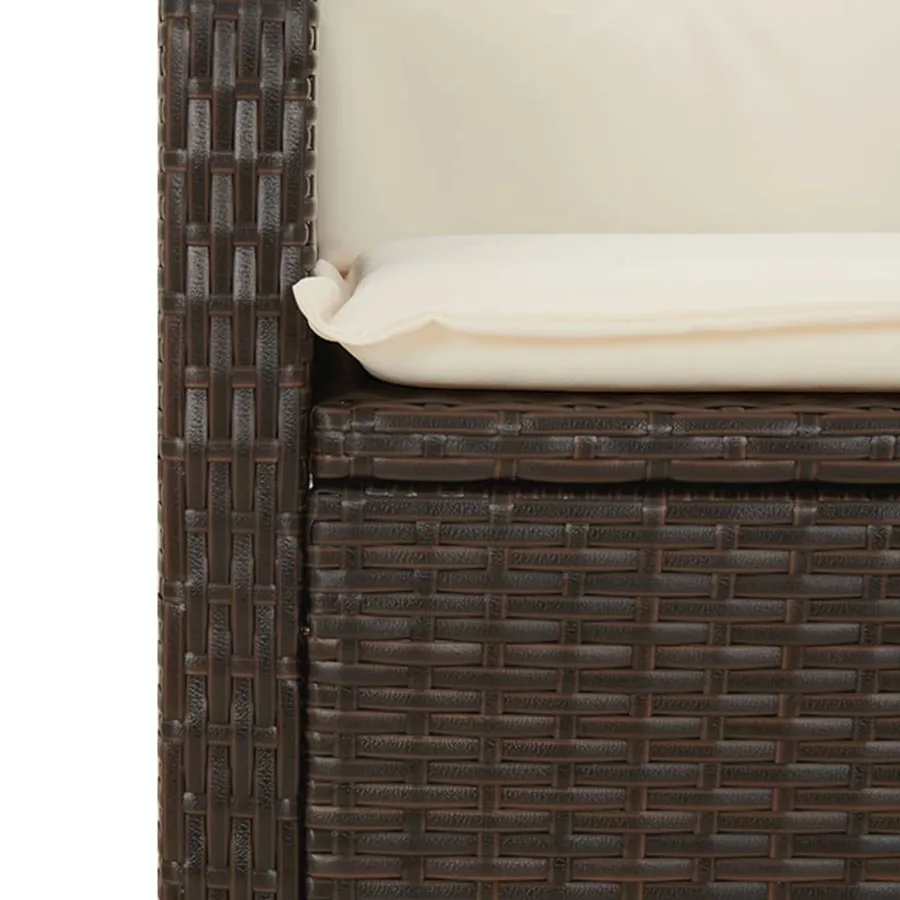 Banc inclinable de jardin avec coussins marron résine tressée - 7