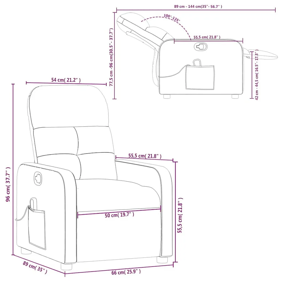 Fauteuil de massage inclinable Rouge bordeaux Tissu - 12