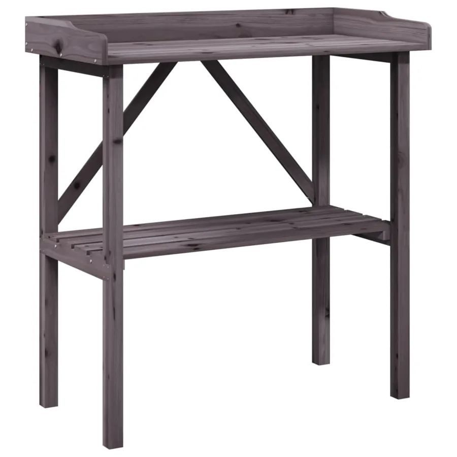 Table à plantes avec étagère gris 78x38x82,5 cm bois de sapin - 2