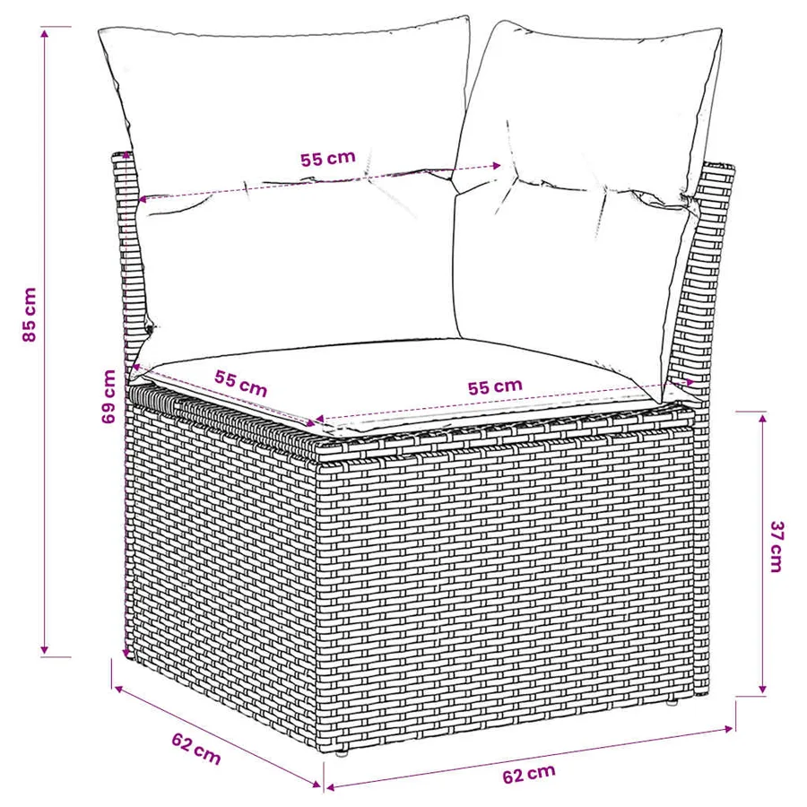 Canapé d'angle de jardin avec coussins gris résine tressée - 10