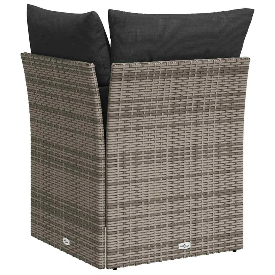 Canapé d'angle de jardin avec coussins gris résine tressée - 6