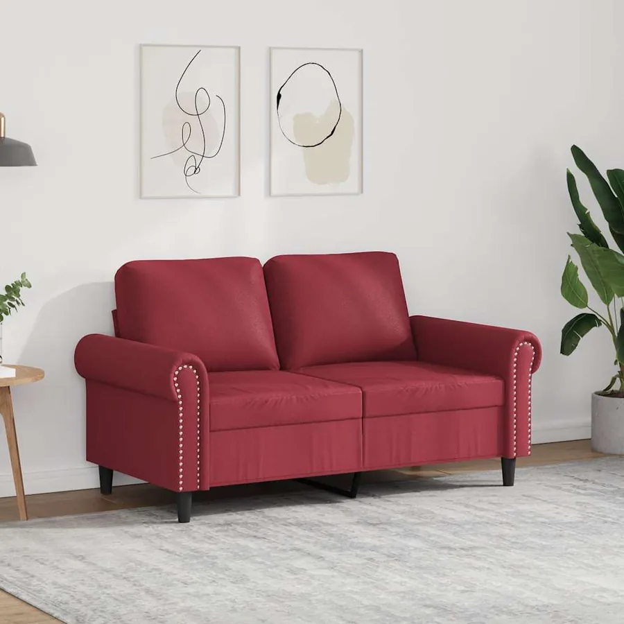 Canapé à 2 places Rouge bordeaux 120 cm Similicuir