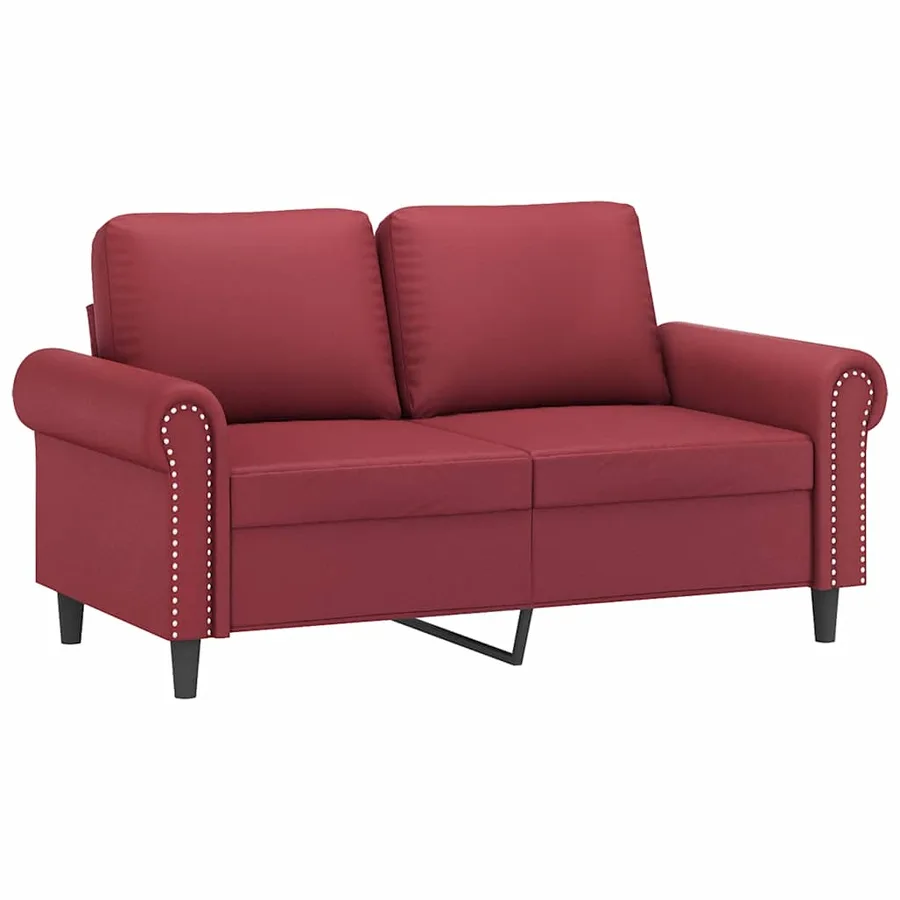 Canapé à 2 places Rouge bordeaux 120 cm Similicuir - 2