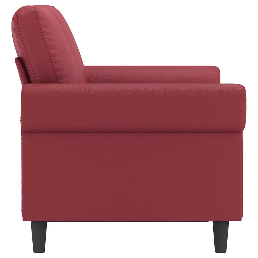 Canapé à 2 places Rouge bordeaux 120 cm Similicuir - 5