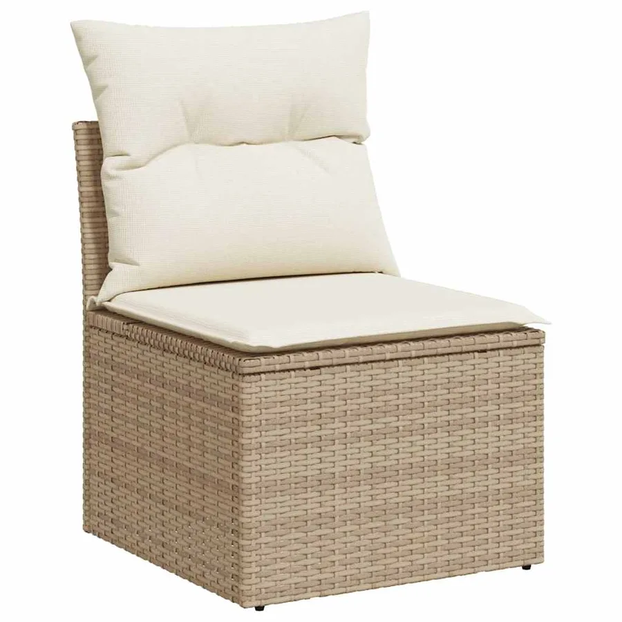 Chaise de jardin sans accoudoirs avec coussins beige poly rotin - 2
