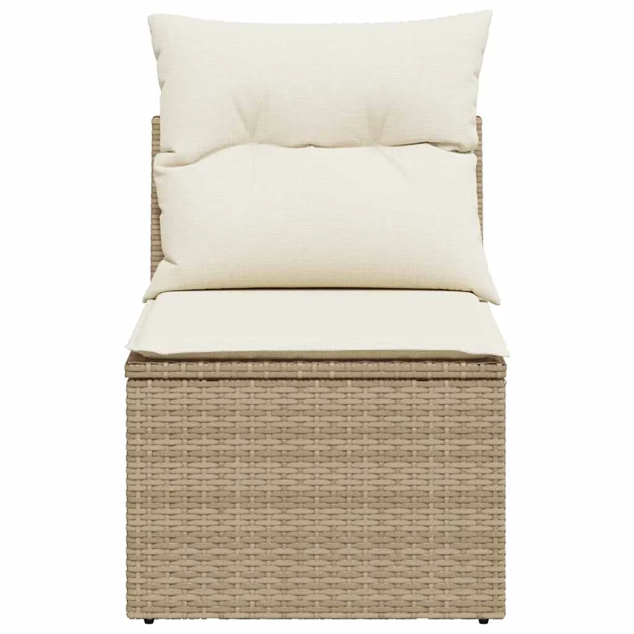 Chaise de jardin sans accoudoirs avec coussins beige poly rotin - 4