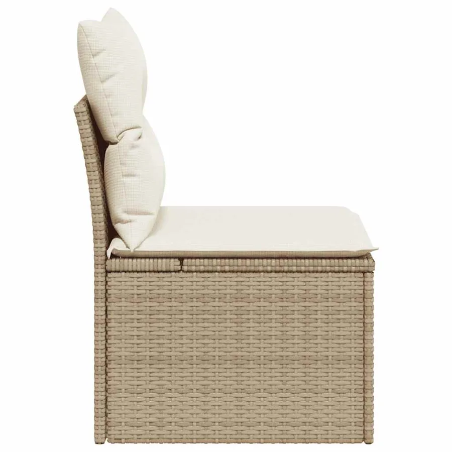 Chaise de jardin sans accoudoirs avec coussins beige poly rotin - 5