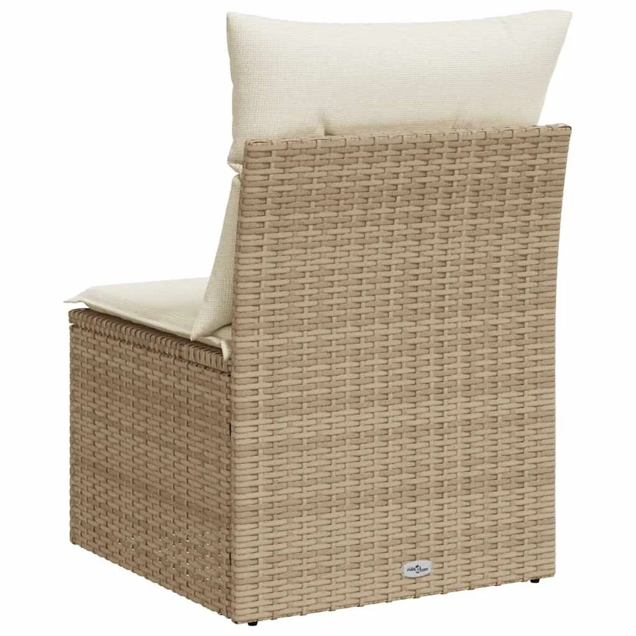 Chaise de jardin sans accoudoirs avec coussins beige poly rotin - 6