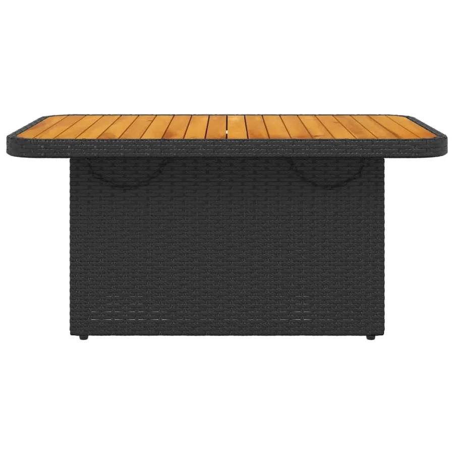 Table de jardin noir 90x55x71 cm résine tressée et bois acacia - 5