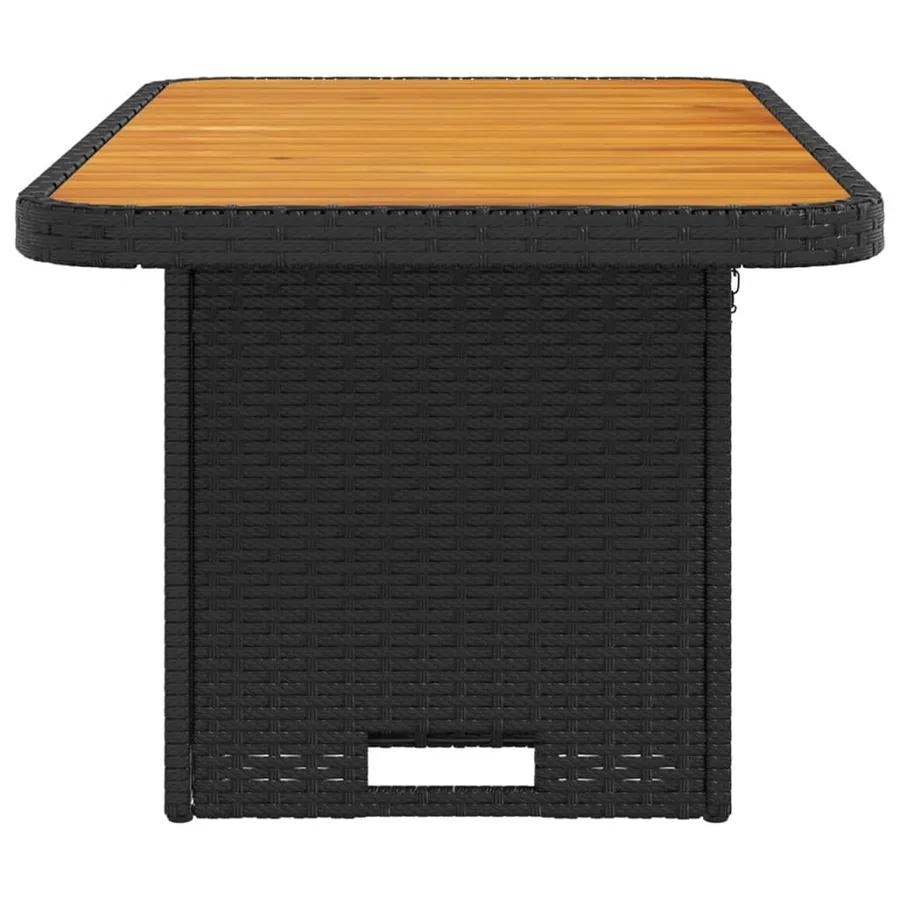 Table de jardin noir 90x55x71 cm résine tressée et bois acacia - 6