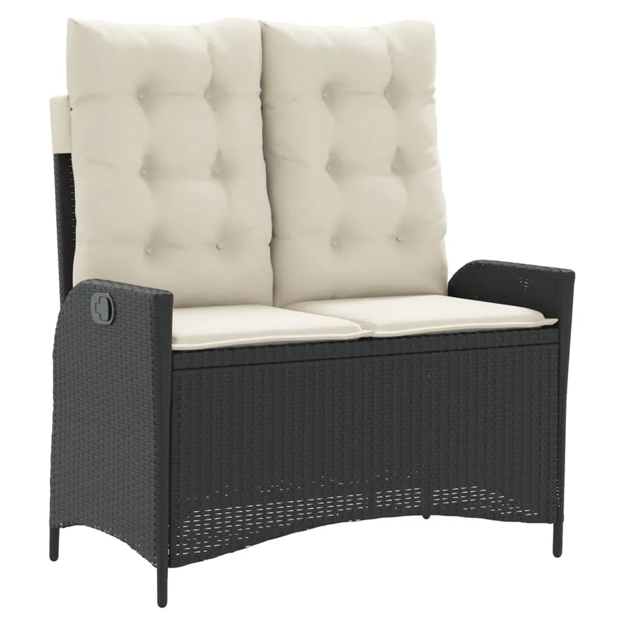 Banc inclinable de jardin avec coussins noir résine tressée - 2