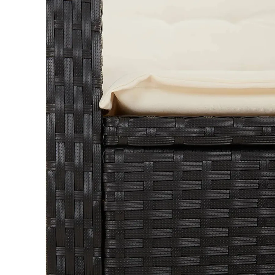 Banc inclinable de jardin avec coussins noir résine tressée - 7