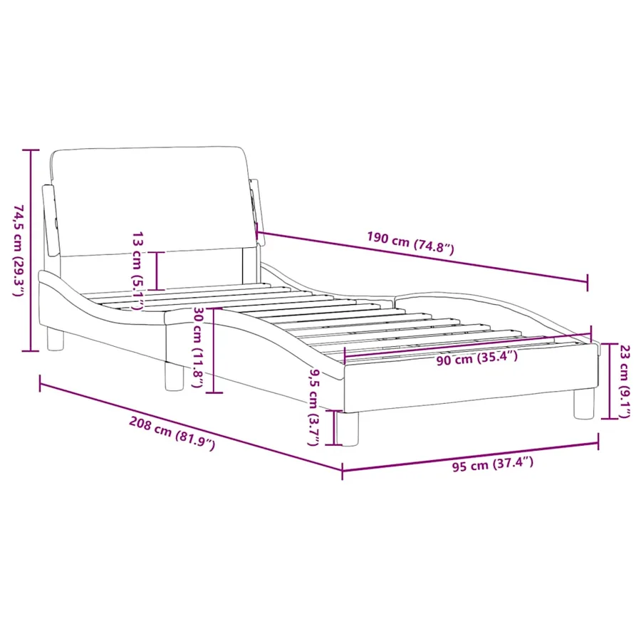 Cadre de lit Dover noir 90x190 cm similicuir - 9