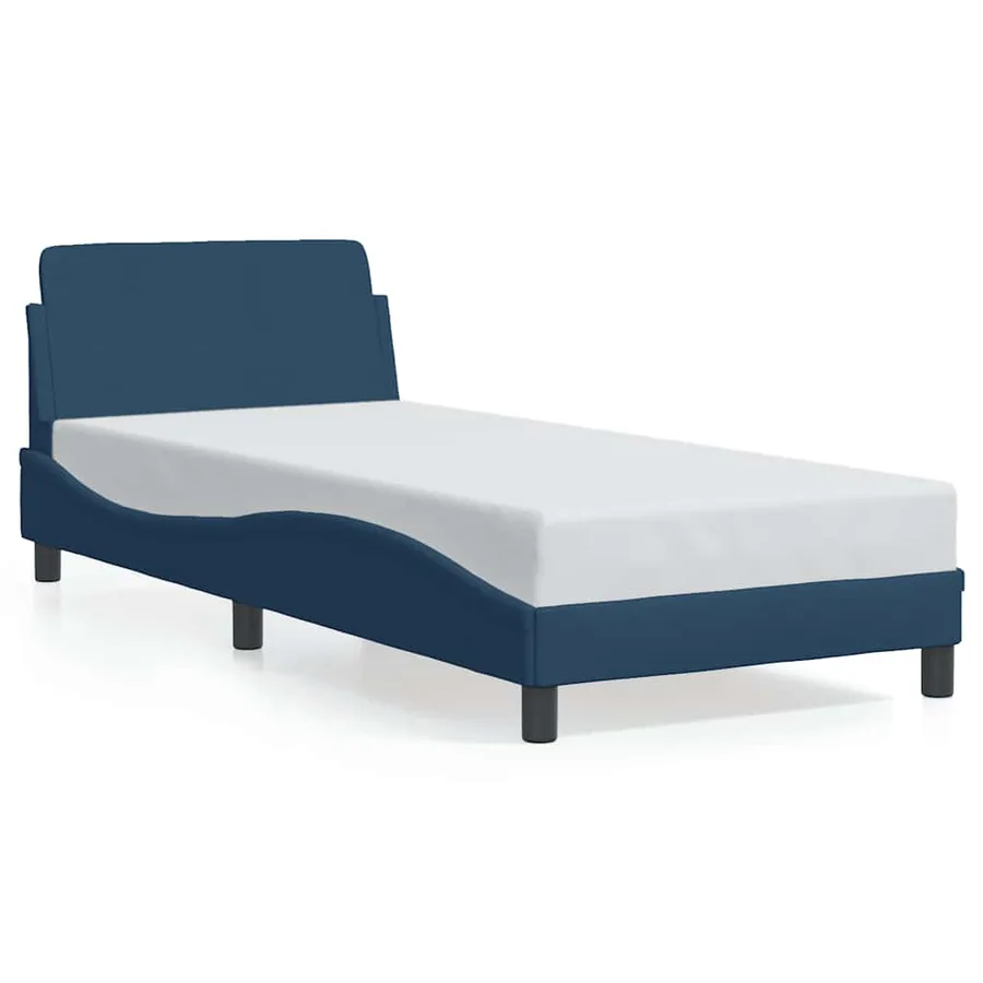Cadre de lit avec tête de lit Dover bleu 90x190 cm tissu - 2