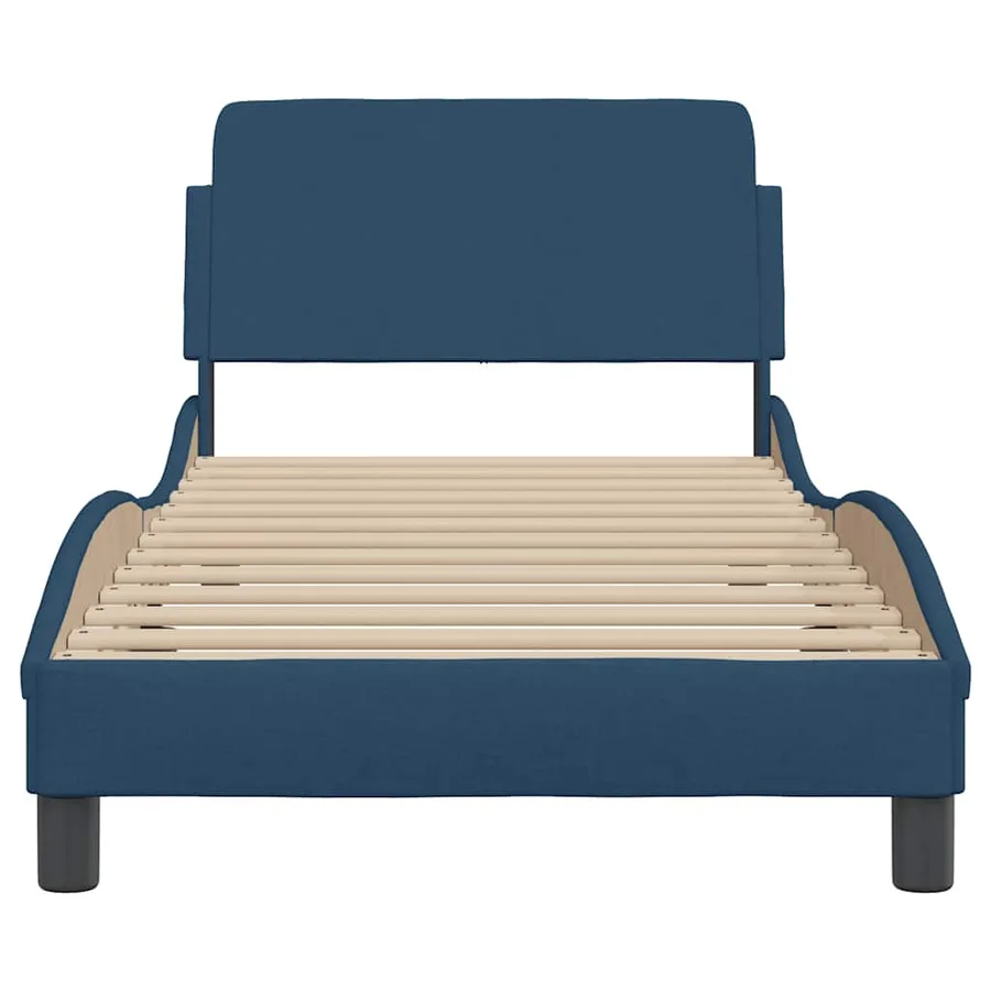 Cadre de lit avec tête de lit Dover bleu 90x190 cm tissu - 4
