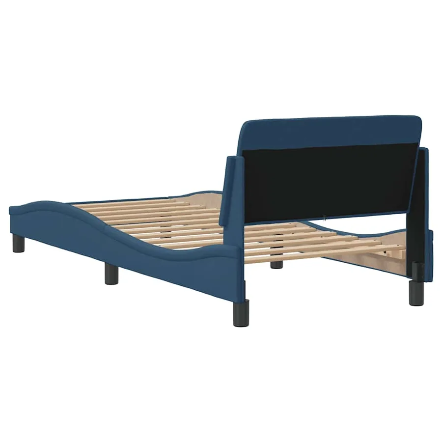 Cadre de lit avec tête de lit Dover bleu 90x190 cm tissu - 6