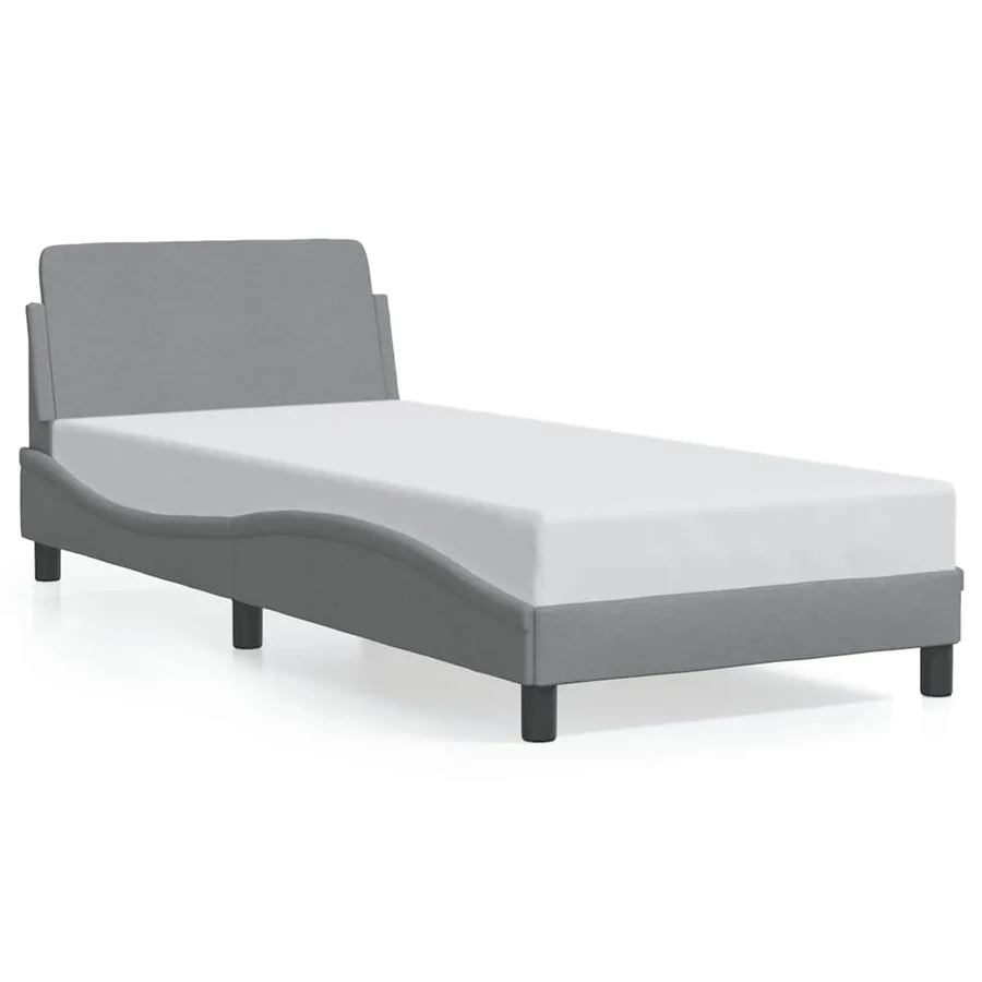 Cadre de lit Dover gris clair 90x190 cm tissu - 2