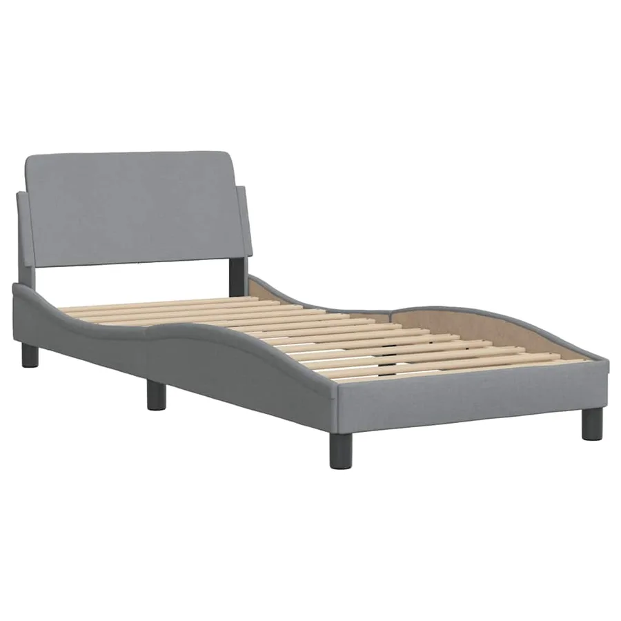 Cadre de lit Dover gris clair 90x190 cm tissu - 3