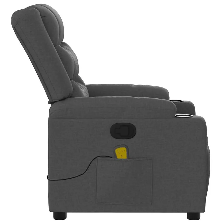 Fauteuil de massage inclinable Gris foncé Tissu - 8