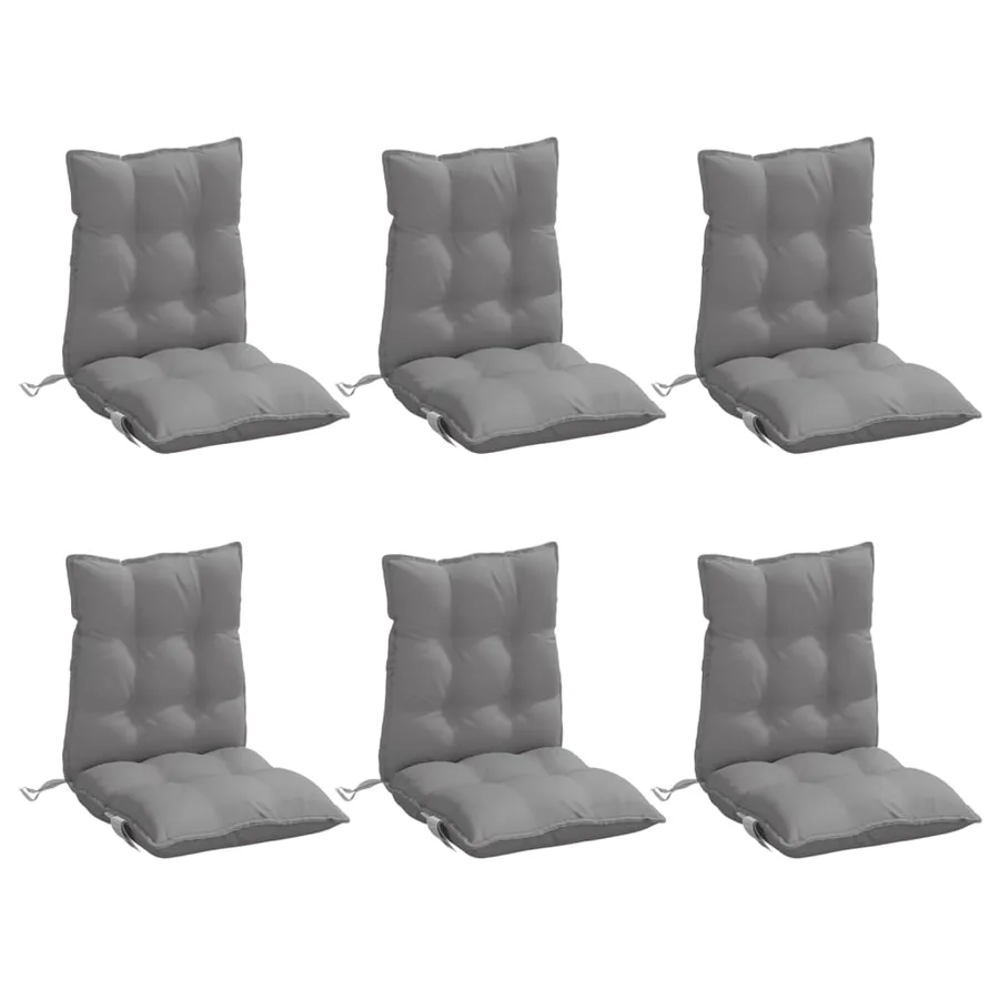 Coussins de chaise à dossier bas lot de 6 gris tissu oxford - 3