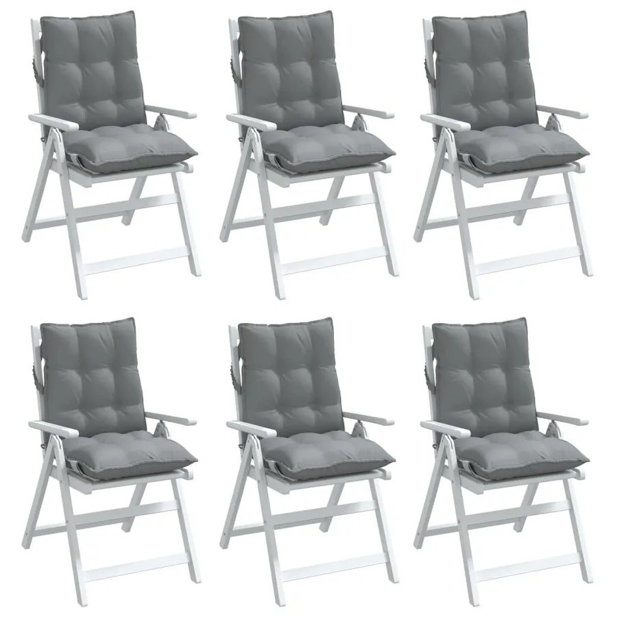 Coussins de chaise à dossier bas lot de 6 gris tissu oxford - 4