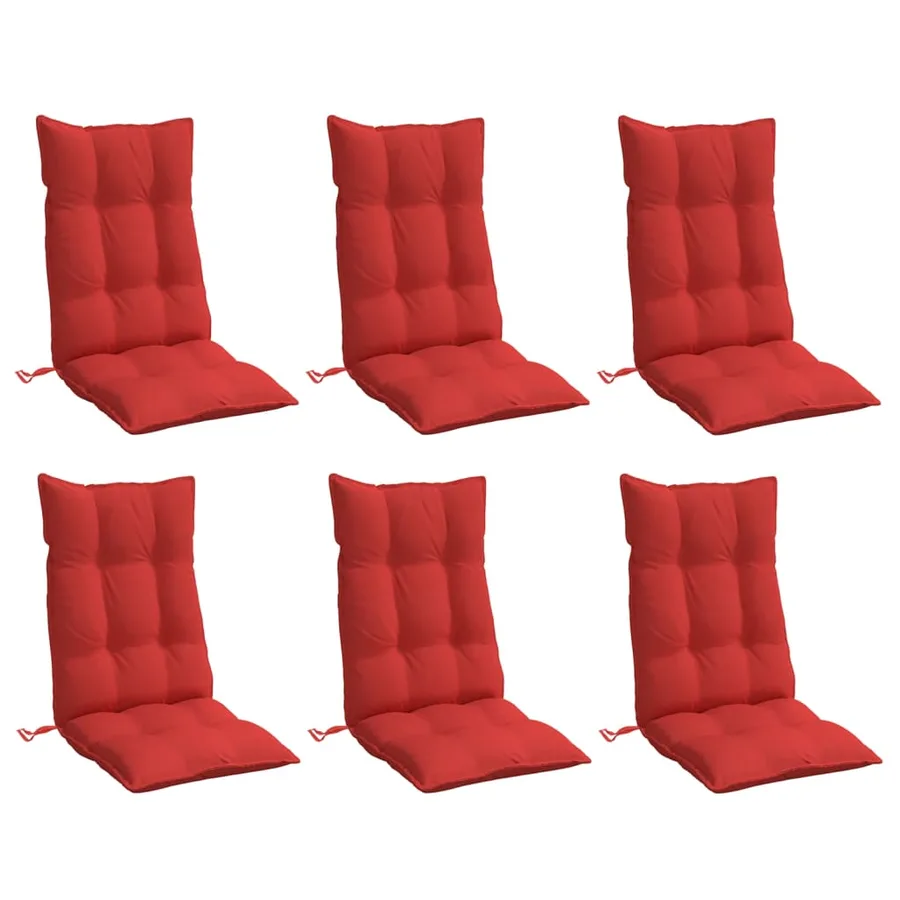 Coussins de chaise à dossier haut lot de 6 rouge tissu oxford - 3