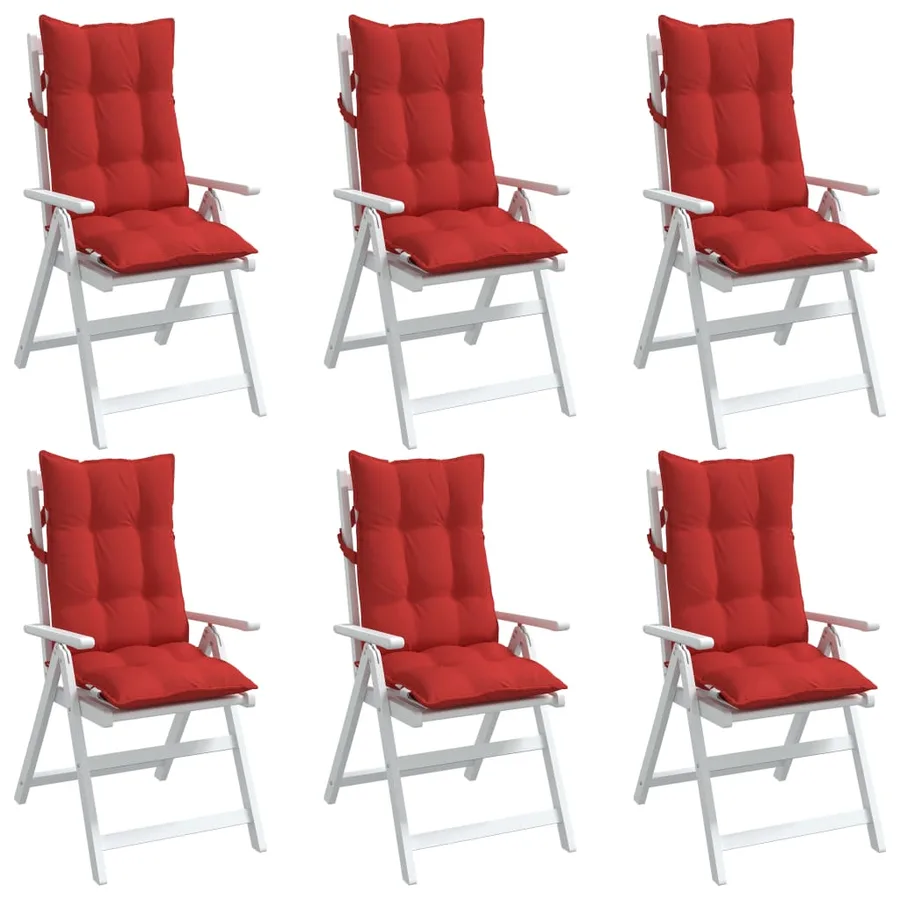 Coussins de chaise à dossier haut lot de 6 rouge tissu oxford - 4