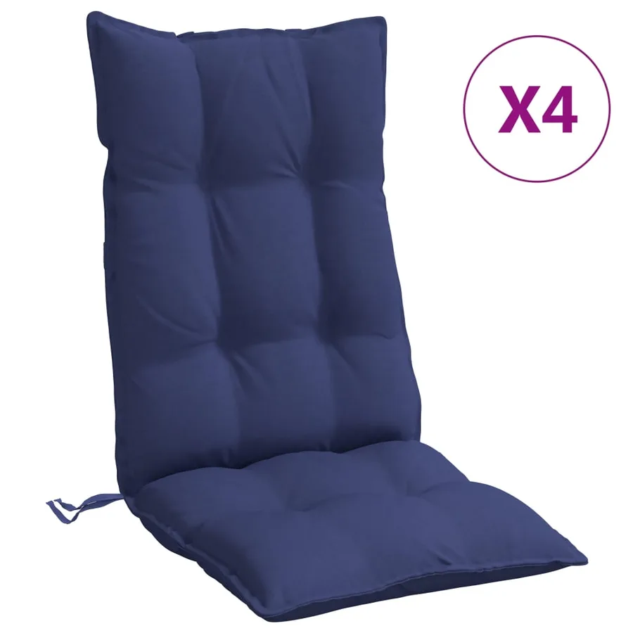 Coussins de chaise à dossier haut lot de 4 bleu marine - 2