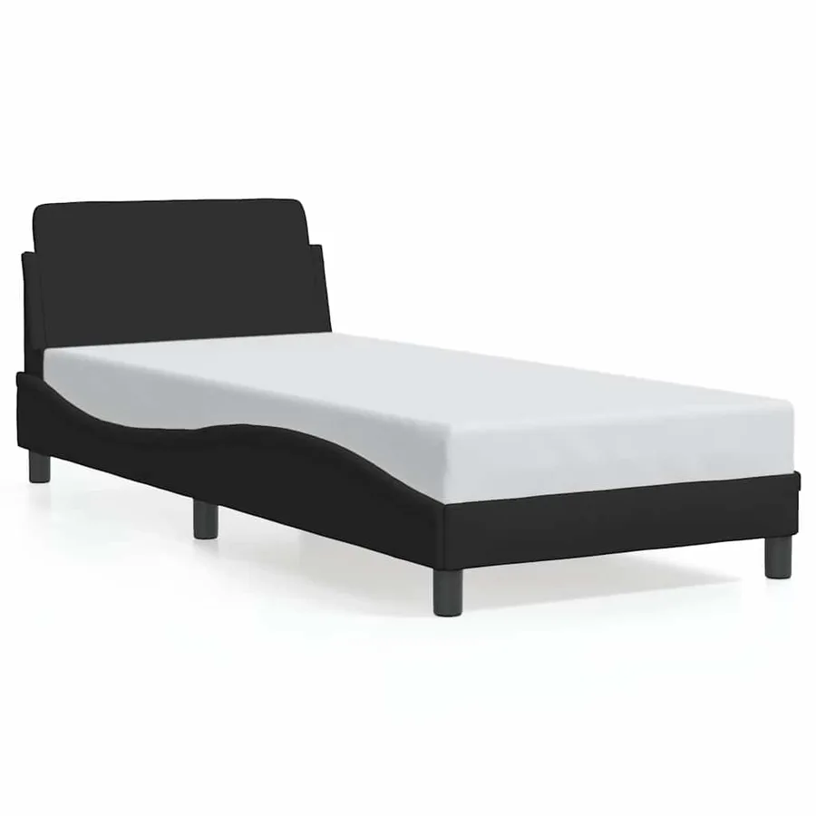 Cadre de lit avec tête de lit Dover noir 90x190 cm tissu - 2