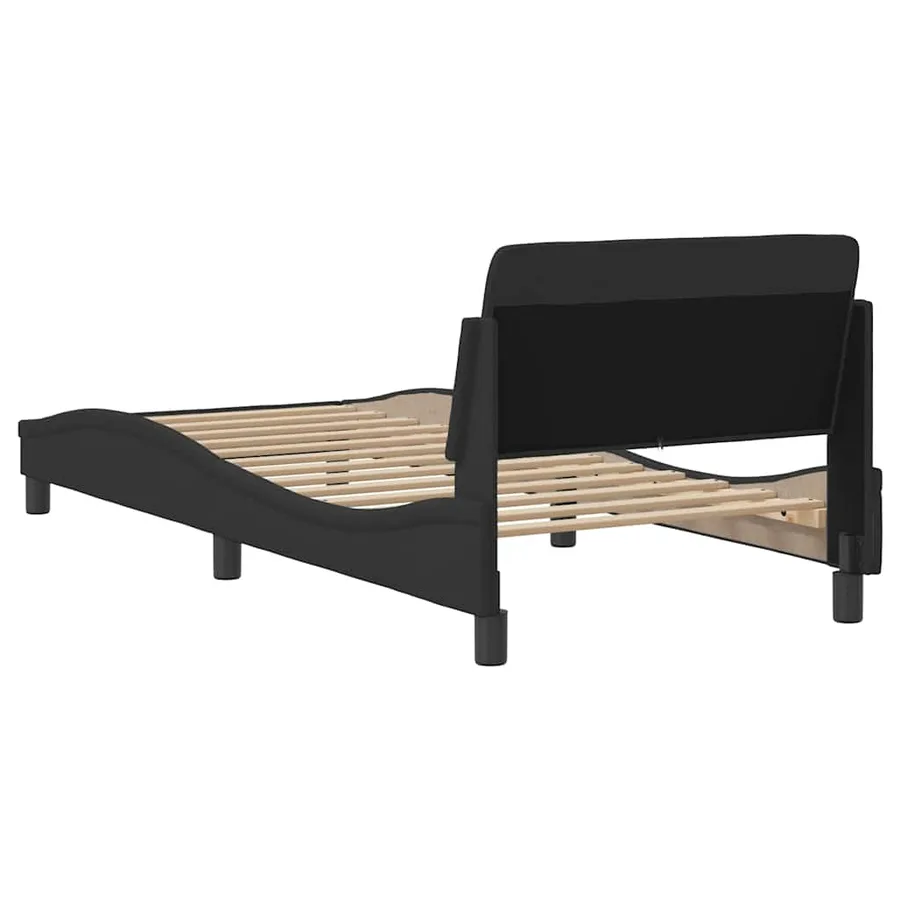 Cadre de lit avec tête de lit Dover noir 90x190 cm tissu - 6