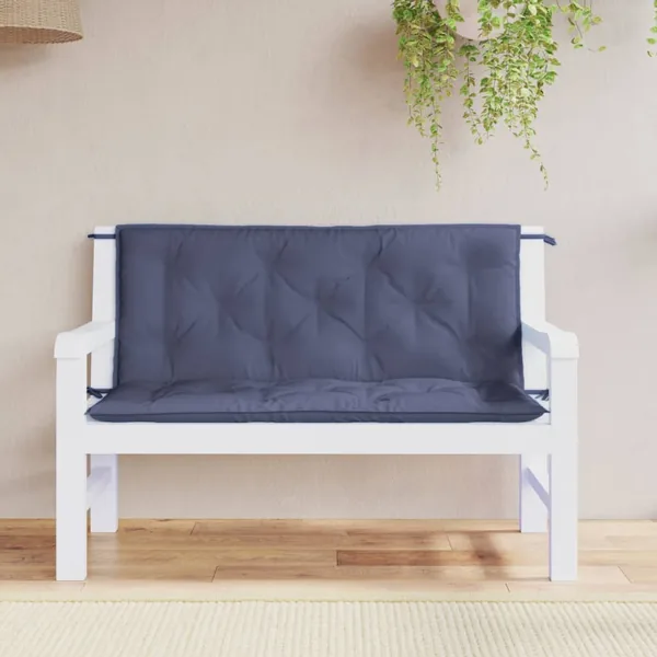 Coussins de banc de jardin lot de 2 bleu marine 120x50x7 cm