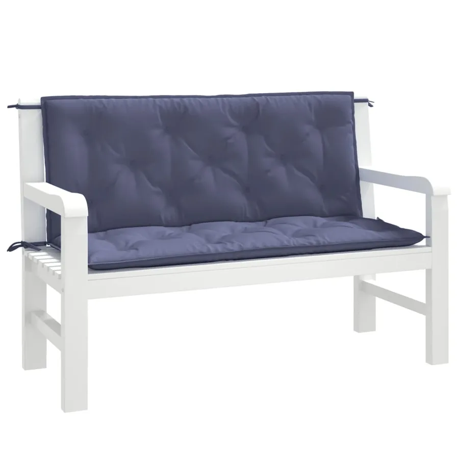Coussins de banc de jardin lot de 2 bleu marine 120x50x7 cm - 3