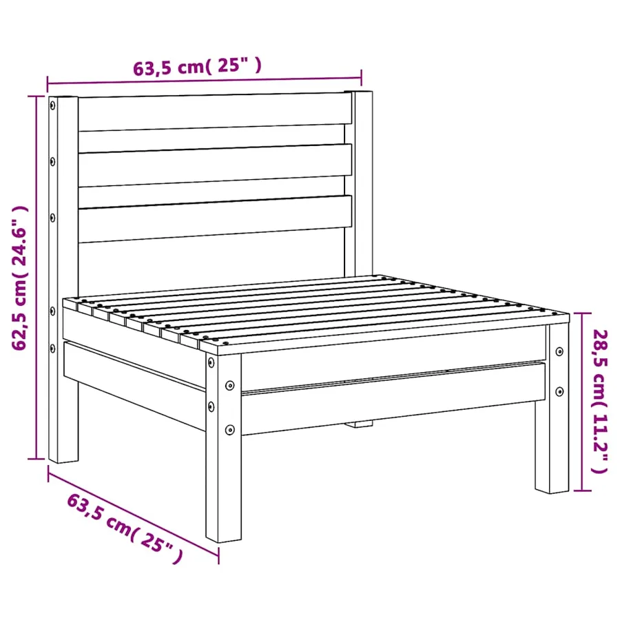 Canapés de jardin sans accoudoirs 2 pcs bois pin imprégné - 9