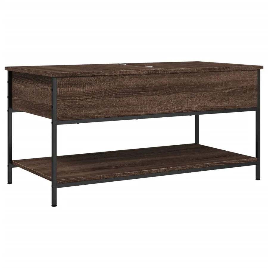 Table basse chêne marron 100x50x50cm bois d'ingénierie et métal - 2