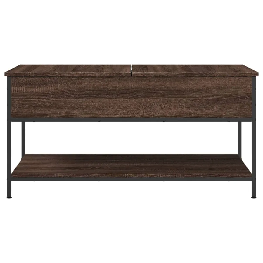 Table basse chêne marron 100x50x50cm bois d'ingénierie et métal - 5