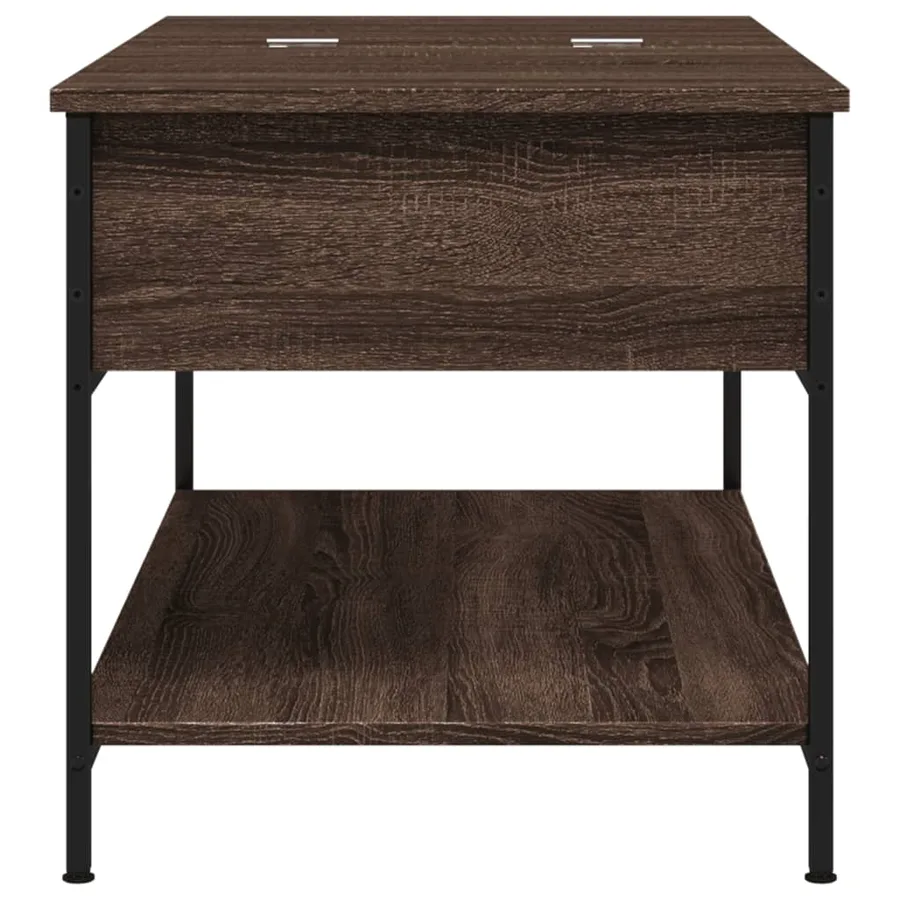 Table basse chêne marron 100x50x50cm bois d'ingénierie et métal - 6