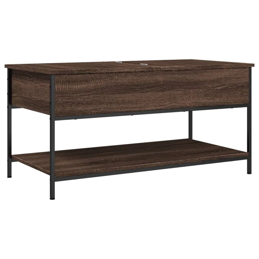 Table basse chêne marron 100x50x50cm bois d'ingénierie et métal - 7