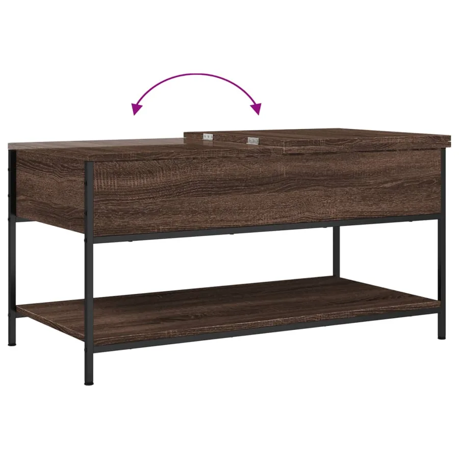 Table basse chêne marron 100x50x50cm bois d'ingénierie et métal - 8
