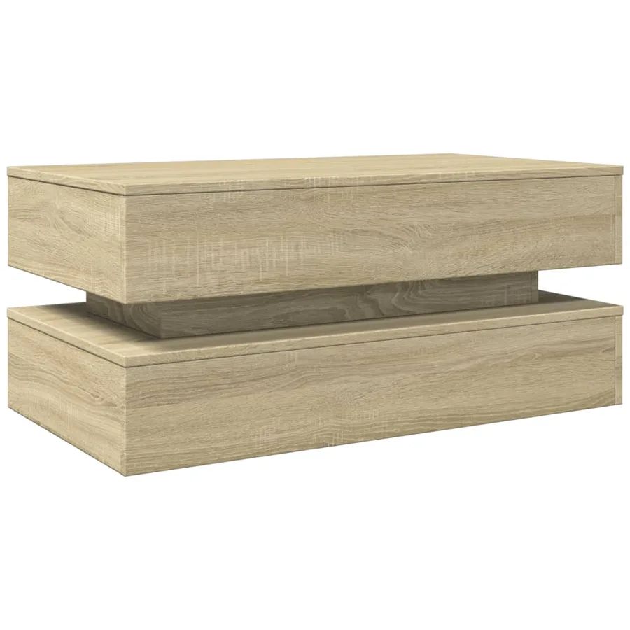 Table basse avec lumières LED chêne sonoma 90x50x40 cm - 3