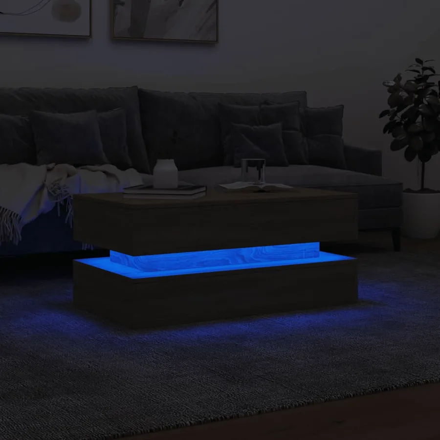 Table basse avec lumières LED chêne sonoma 90x50x40 cm - 5
