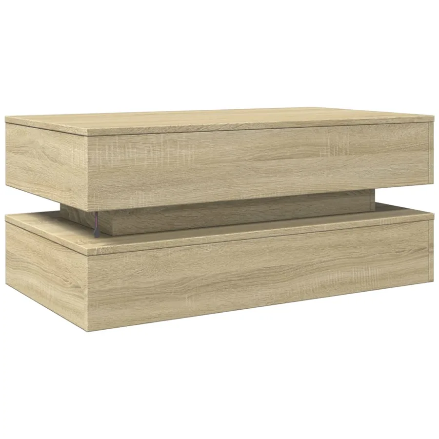 Table basse avec lumières LED chêne sonoma 90x50x40 cm - 9