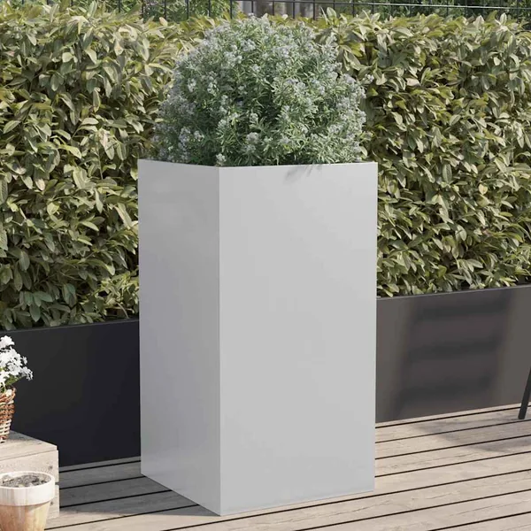 Jardinière argenté 42x38x75 cm acier galvanisé