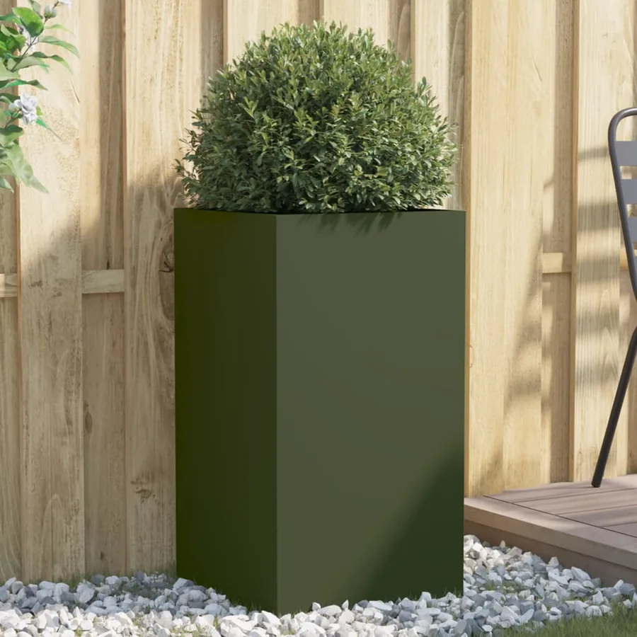 Jardinière vert olive 42x38x75 cm acier