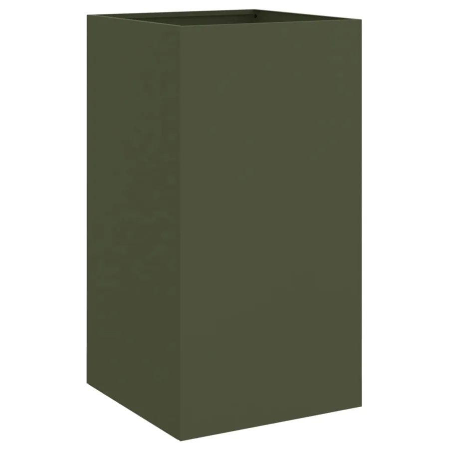 Jardinière vert olive 42x38x75 cm acier - 6