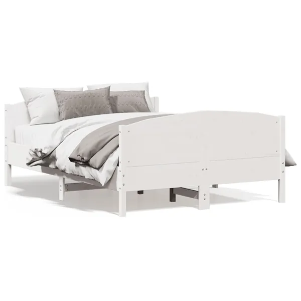 Cadre de lit avec tête de lit blanc 140x200 cm bois pin massif