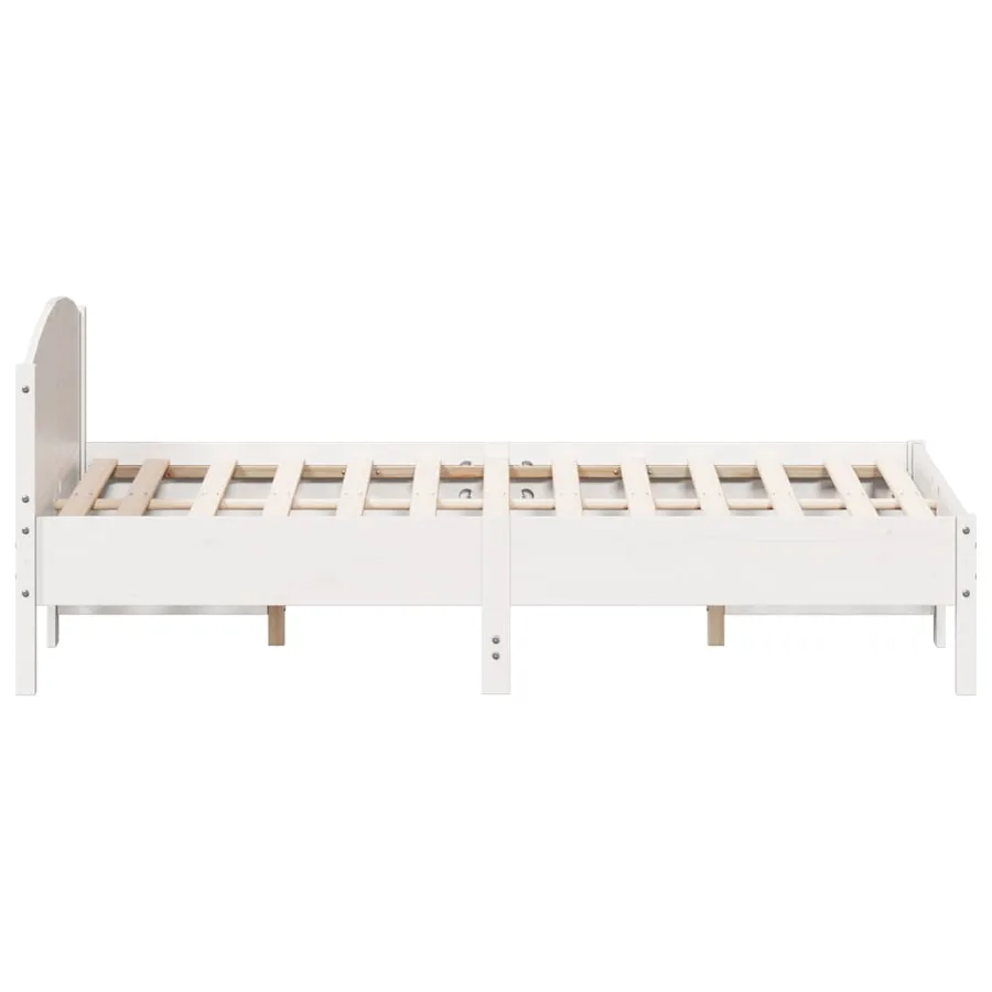 Cadre de lit sans matelas blanc 120x190 cm bois de pin massif - 5