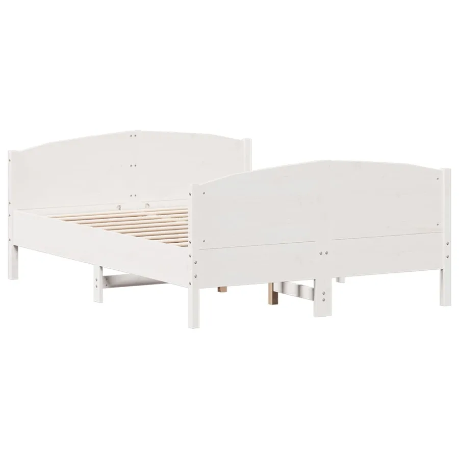 Cadre de lit avec tête de lit blanc 135x190 cm bois pin massif - 2