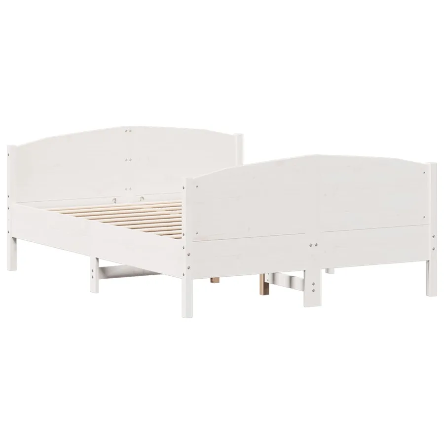 Cadre de lit avec tête de lit blanc 135x190 cm bois pin massif - 6