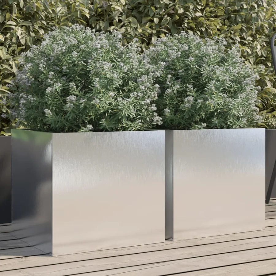 Jardinières 2 pcs argenté 42x40x39 cm acier inoxydable